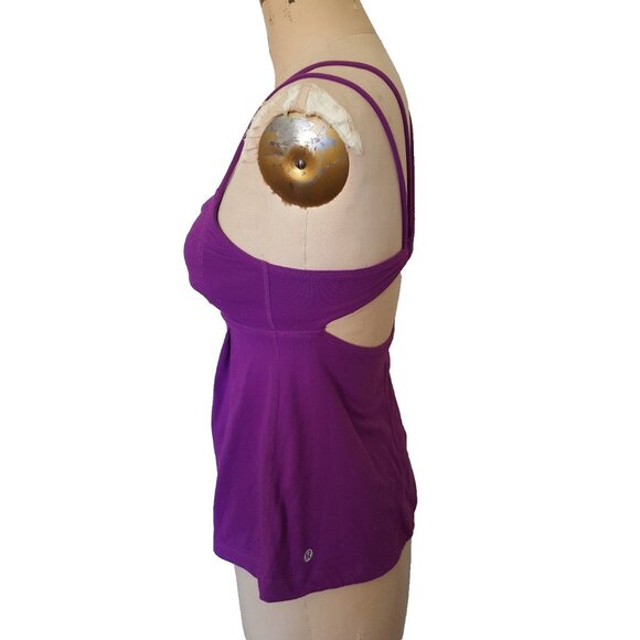 Lululemon open back criss cross double strap violet dark pink tank top ruched 4 - Picture 8 of 10